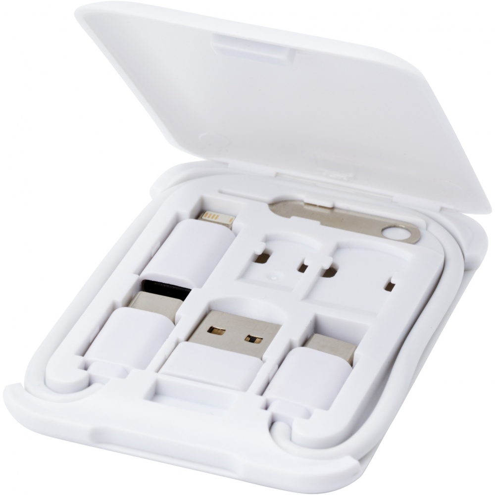 Logo trade promotional merchandise picture of: Savvy recycled plastic modular charging cable with phone holder