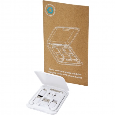 Logotrade promotional gift picture of: Savvy recycled plastic modular charging cable with phone holder