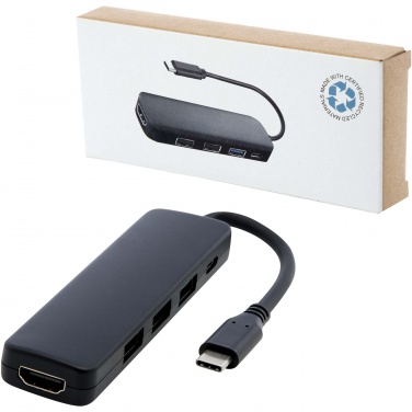 Logo trade business gifts image of: Loop RCS recycled plastic multimedia adapter USB 2.0-3.0 with HDMI port