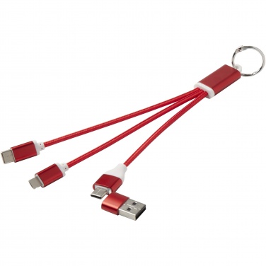 Logotrade promotional product picture of: Metal 4-in-1 recycled aluminium charging cable with keychain