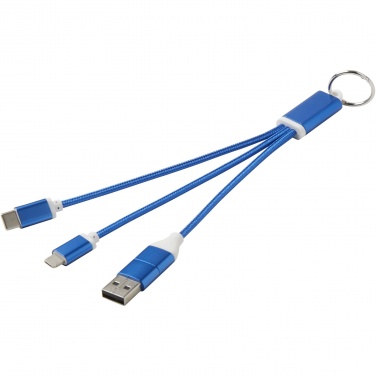 Logotrade advertising product picture of: Metal 4-in-1 recycled aluminium charging cable with keychain