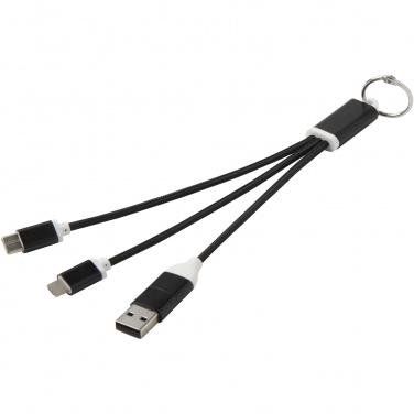 Logotrade promotional giveaway image of: Metal 4-in-1 recycled aluminium charging cable with keychain