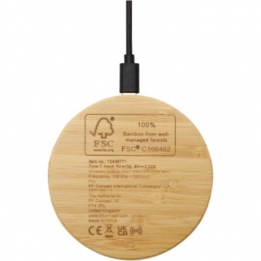 Logotrade promotional giveaway picture of: Essence 15W bamboo wireless charging pad