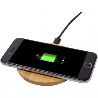 Logo trade promotional giveaways image of: Essence 15W bamboo wireless charging pad