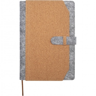 Logotrade promotional item picture of: Viviana A5 recycled felt and cork notebook