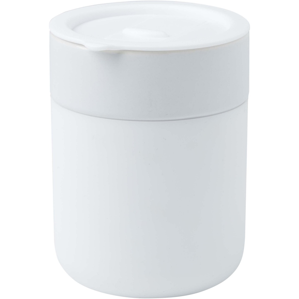 Logo trade promotional giveaways image of: Java 330 ml ceramic tumbler with silicone wrap and plastic lid