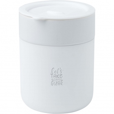 Logo trade promotional items image of: Java 330 ml ceramic tumbler with silicone wrap and plastic lid