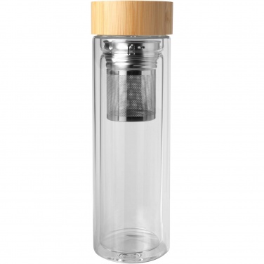 Logotrade promotional product image of: Bailey 400 ml borsilicate glass infuser bottle with bamboo lid