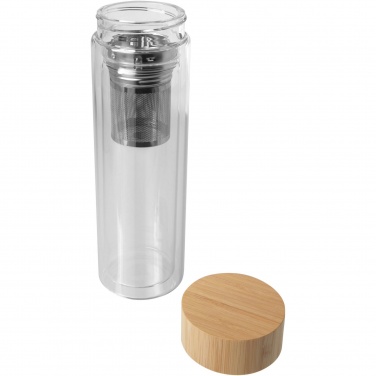 Logo trade promotional items picture of: Bailey 400 ml borsilicate glass infuser bottle with bamboo lid