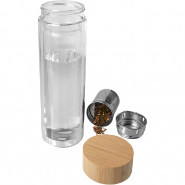 Logotrade promotional giveaway image of: Bailey 400 ml borsilicate glass infuser bottle with bamboo lid