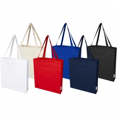 Logo trade promotional items image of: Madras 140 g/m² GRS recycled cotton gusset tote bag