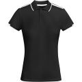 Tamil short sleeve women's sports polo, Solid black / White