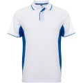 Montmelo short sleeve unisex sports polo, White / Royal blue