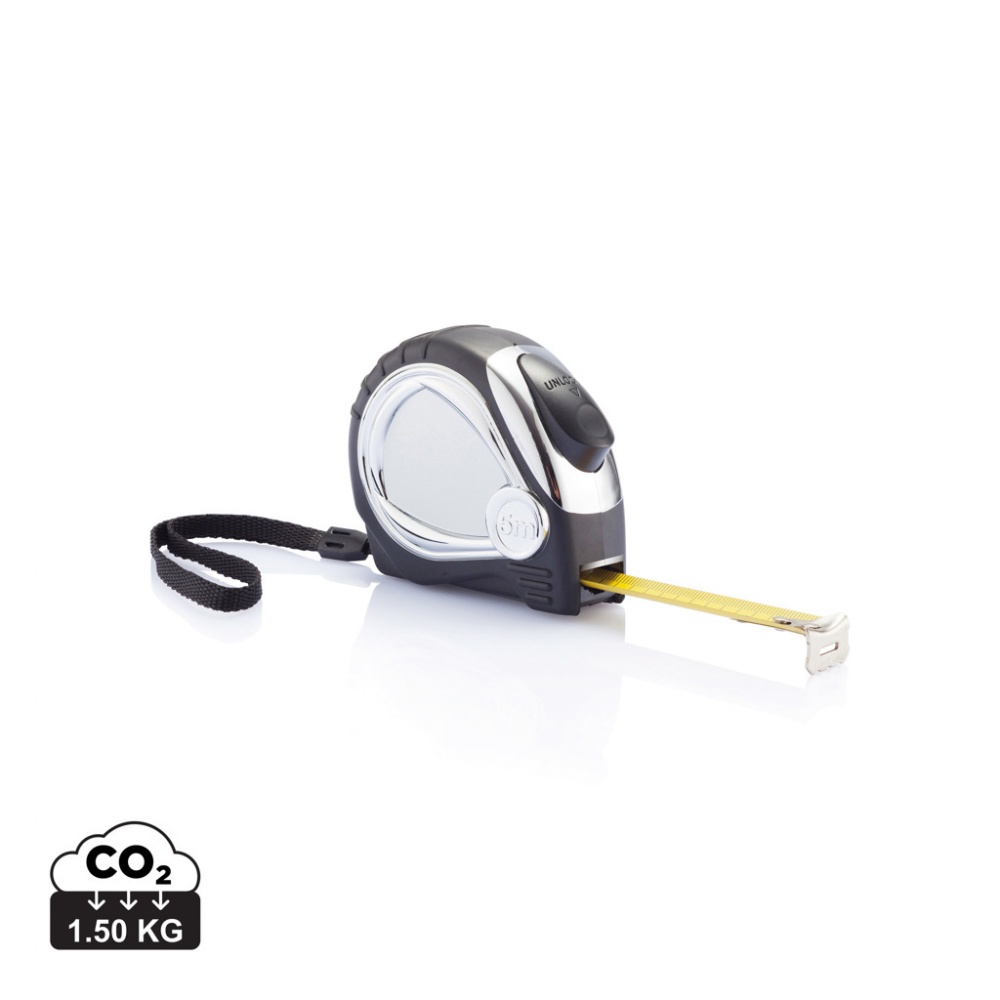 Logotrade promotional product picture of: Chrome plated auto stop tape measure