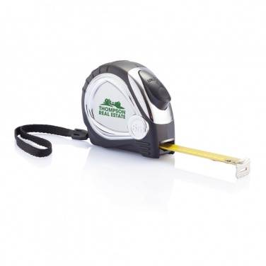 Logo trade corporate gifts picture of: Chrome plated auto stop tape measure