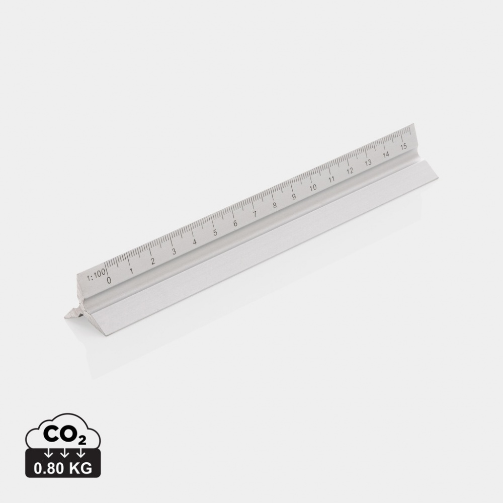 Logo trade promotional giveaway photo of: 15cm. Aluminum triangular ruler