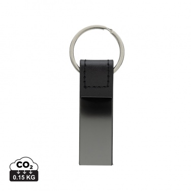 Logo trade promotional giveaways image of: Luxury PU keychain RCS recycled zinc alloy