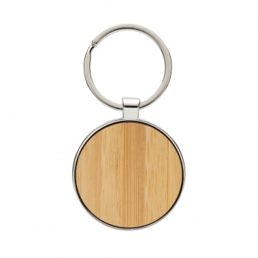 Logo trade promotional item photo of: RCS recycled zinc alloy round keychain with bamboo