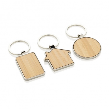 Logotrade advertising products photo of: RCS recycled zinc alloy round keychain with bamboo