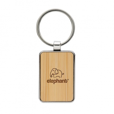 Logotrade promotional item image of: RCS recycled zinc alloy rectangle keychain with bamboo