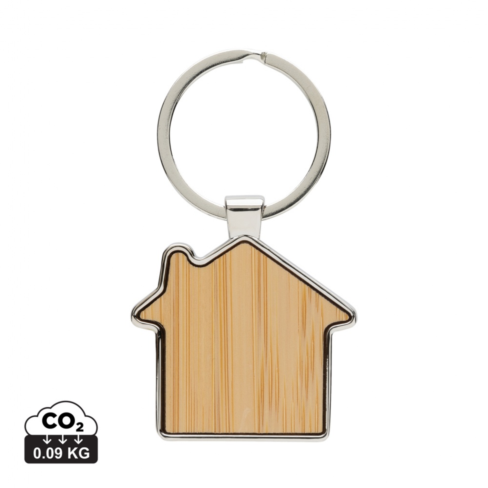 Logotrade promotional gift image of: RCS recycled zinc alloy house keychain with bamboo