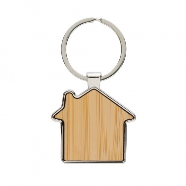 Logotrade promotional giveaway picture of: RCS recycled zinc alloy house keychain with bamboo