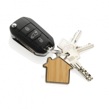 Logotrade corporate gifts photo of: RCS recycled zinc alloy house keychain with bamboo