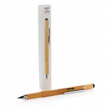 Logo trade business gift photo of: Bamboo 5-in-1 toolpen