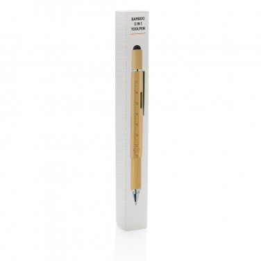 Logo trade promotional products image of: Bamboo 5-in-1 toolpen