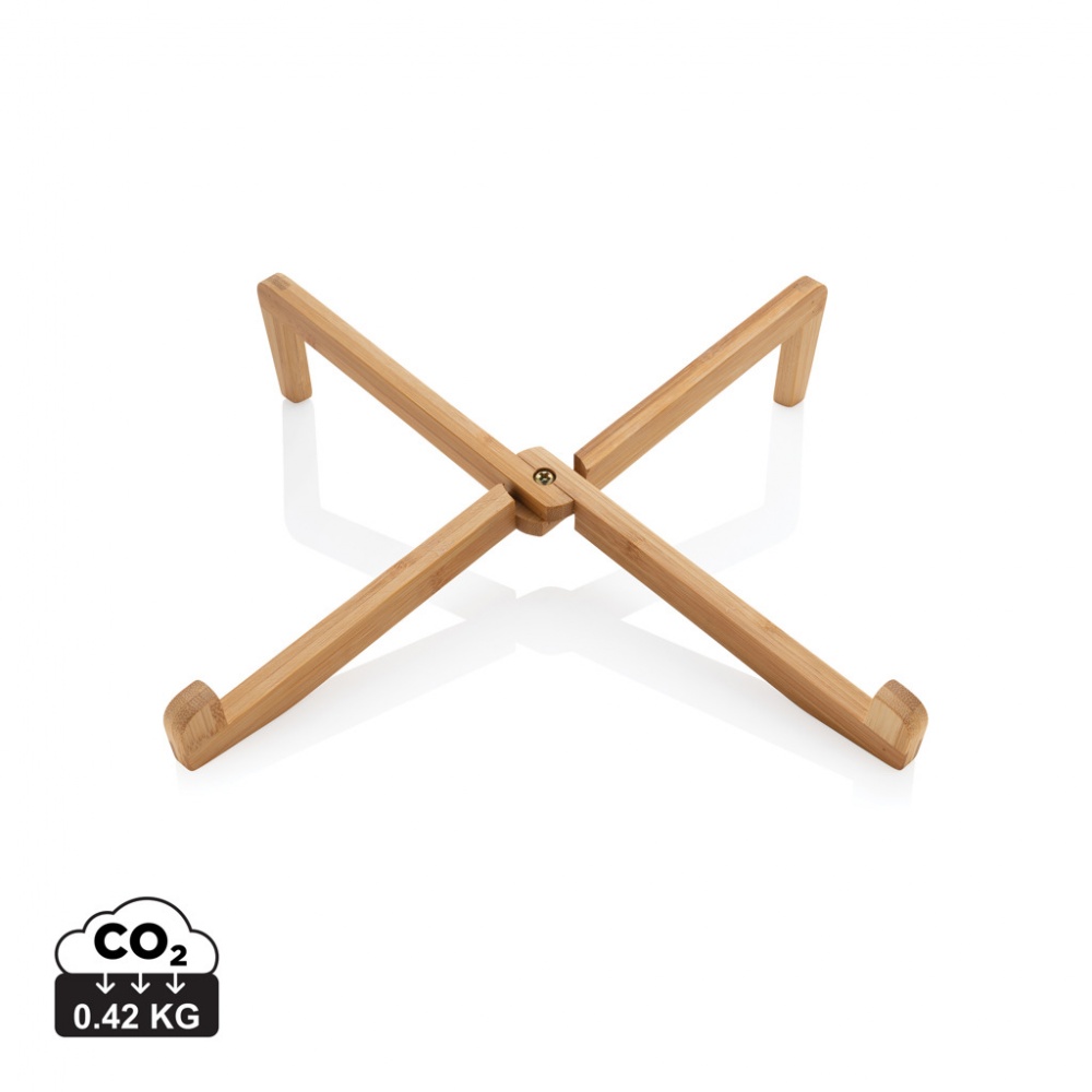 Logo trade promotional giveaways picture of: Bamboo portable laptop stand