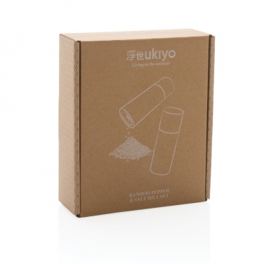 Logo trade promotional merchandise picture of: Ukiyo bamboo salt and pepper mill set