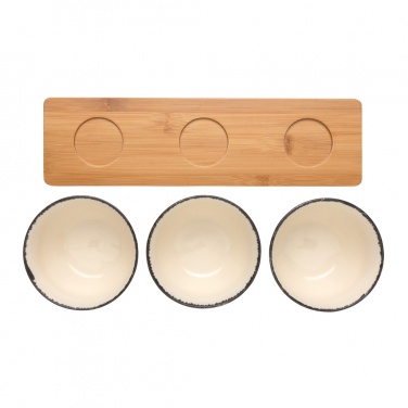 Logo trade business gifts image of: Ukiyo 3pc serving bowl set with bamboo tray