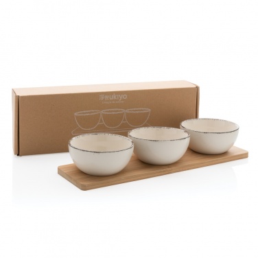 Logo trade promotional merchandise picture of: Ukiyo 3pc serving bowl set with bamboo tray