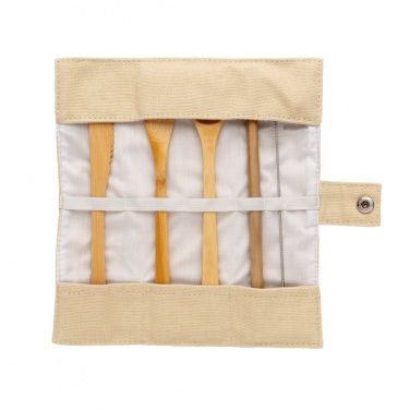 Logo trade promotional giveaways picture of: Reusable bamboo travel cutlery set