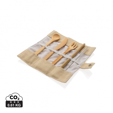 Logo trade promotional item photo of: Reusable bamboo travel cutlery set