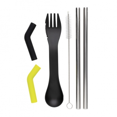 Logo trade advertising products picture of: Tierra 2pcs straw and cutlery set in pouch