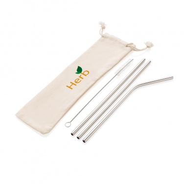 Logotrade business gift image of: Reusable stainless steel 3 pcs straw set