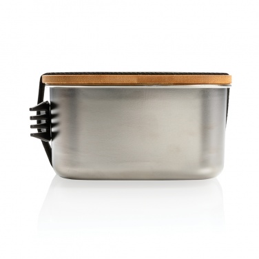 Logo trade business gift photo of: Stainless steel lunchbox with bamboo lid and spork