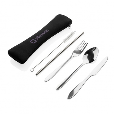 Logo trade business gifts image of: 4 PCS stainless steel re-usable cutlery set