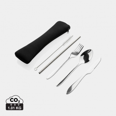 Logo trade promotional merchandise photo of: 4 PCS stainless steel re-usable cutlery set