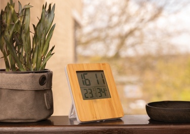 Logo trade corporate gifts image of: Bamboo weather station