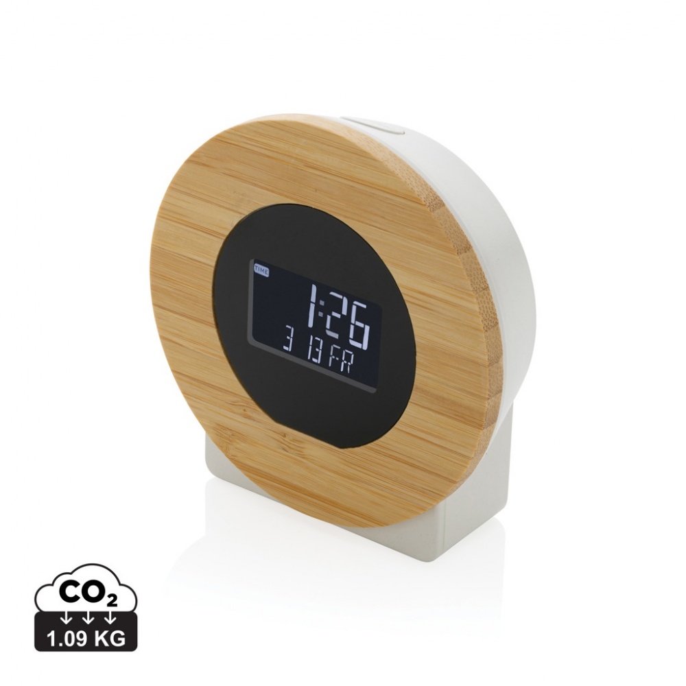 Logotrade promotional giveaway image of: Utah RCS rplastic and bamboo LCD desk clock