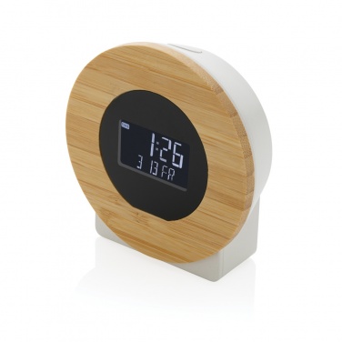 Logo trade promotional merchandise photo of: Utah RCS rplastic and bamboo LCD desk clock