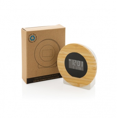 Logo trade promotional gift photo of: Utah RCS rplastic and bamboo LCD desk clock