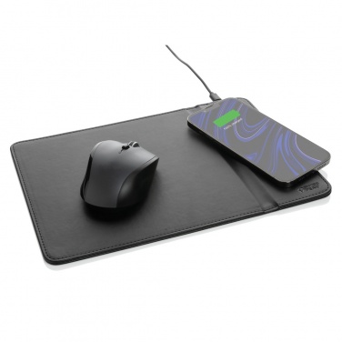 Logo trade advertising product photo of: Swiss Peak RCS recycled PU 10W wireless charging mousepad