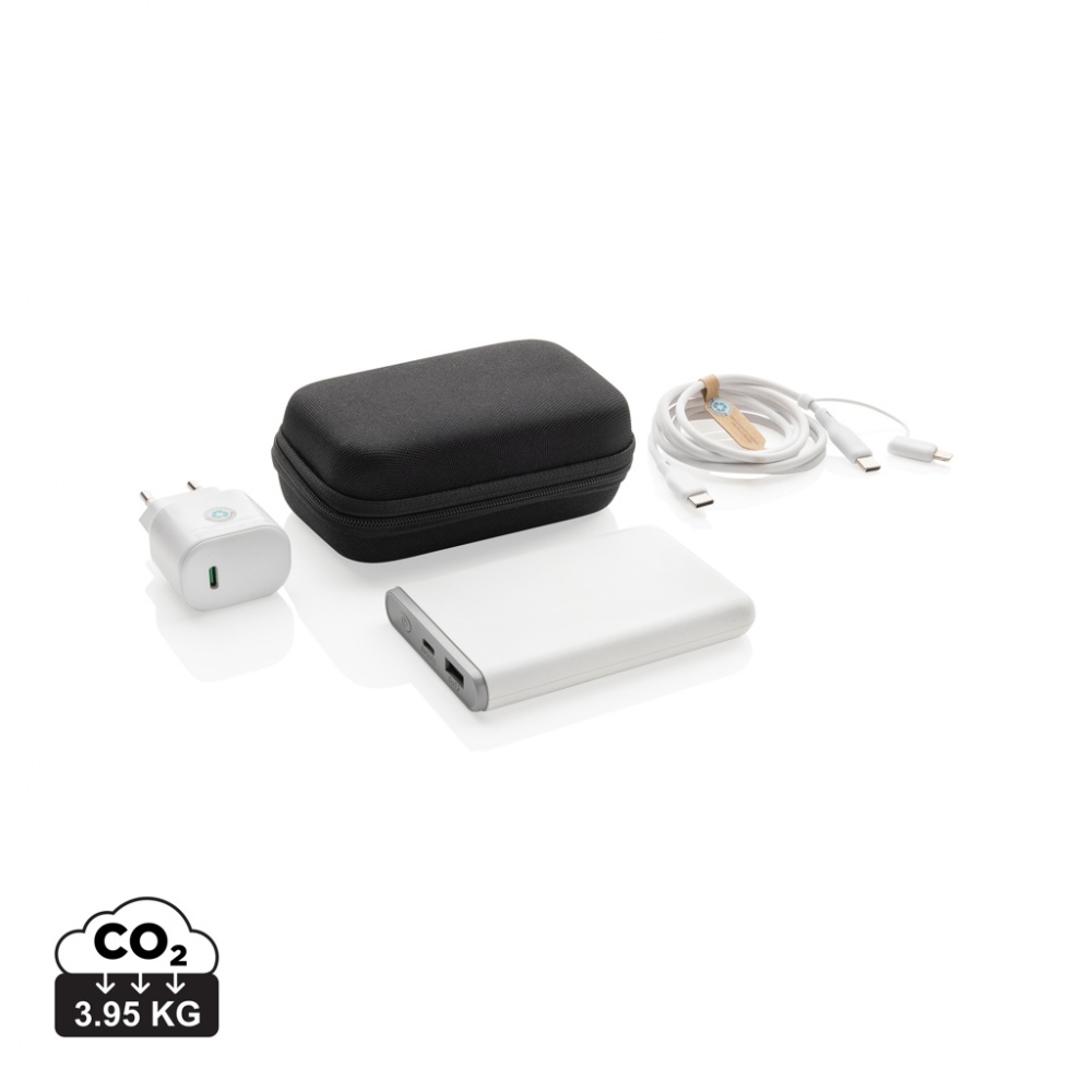 Logotrade promotional item image of: Surge RCS recyled PET 20W type C 3 pcs charging set