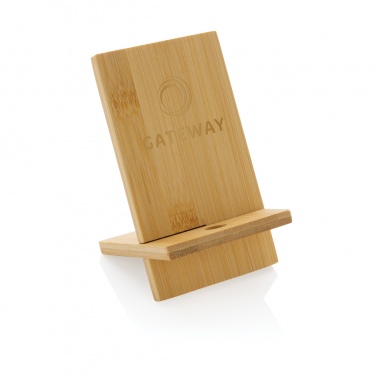 Logo trade promotional merchandise photo of: Bamboo phone stand in kraft box