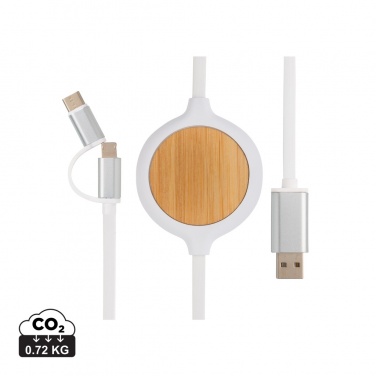 Logotrade promotional gift picture of: 3-in-1 cable with 5W bamboo wireless charger