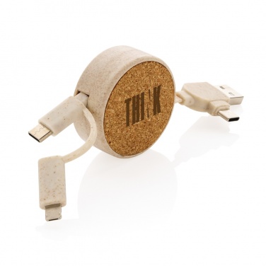 Logotrade advertising product image of: Cork and Wheat 6-in-1 retractable cable