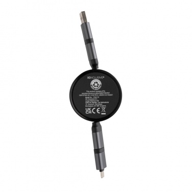 Logo trade corporate gift photo of: Terra RCS recycled aluminium retractable 6 in 1 cable